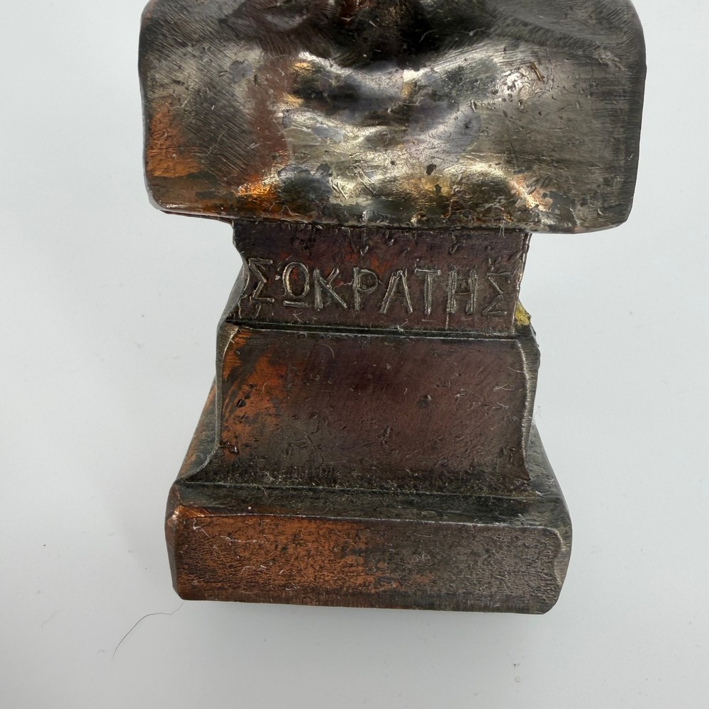 Socrates Bust Figure Bronze Color Greek Philosopher 7" Vintage Western Sculpture - Picture 2 of 7